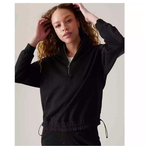 Athleta Tops - Athleta Triumph Hybrid Half Zip Sweatshirt L Black